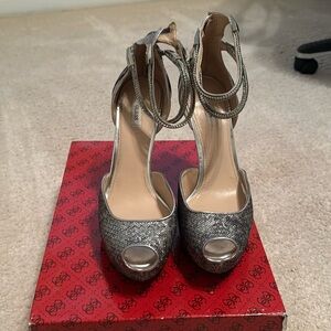 Silver Night Out Peep-Toe Shoes